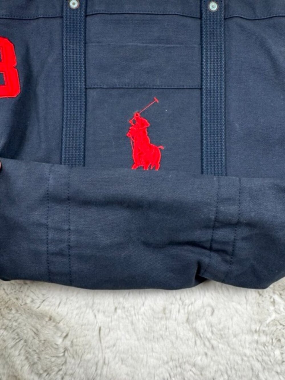 Polo Ralph Lauren Tote Limited Edition Zip Canvas Navy Blue Big Pony #3 Boat Bag - Picture 5 of 11